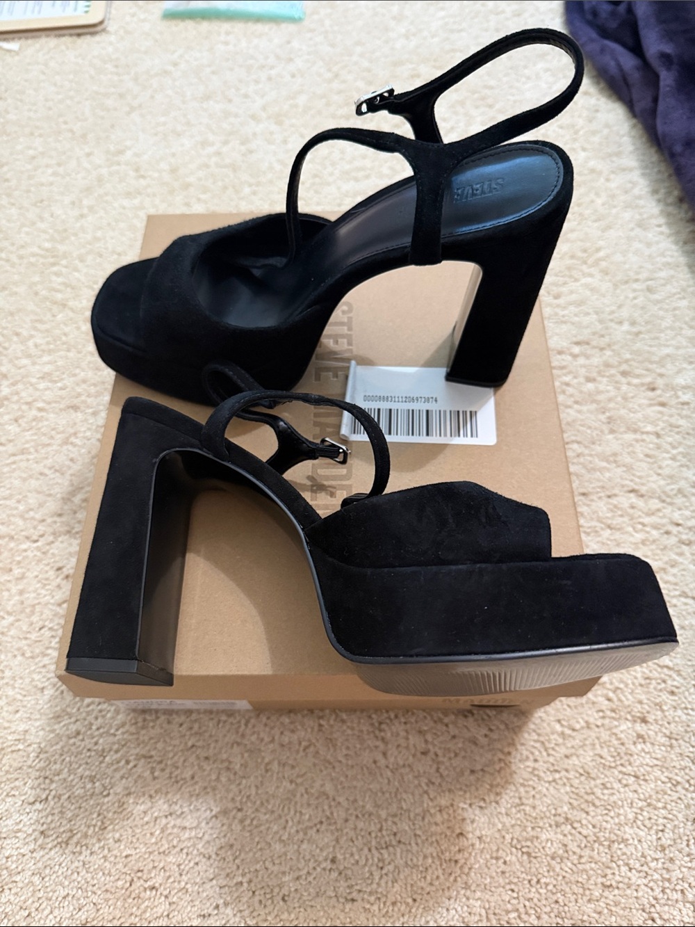 Steve Madden Black Suede Platform Block Heel